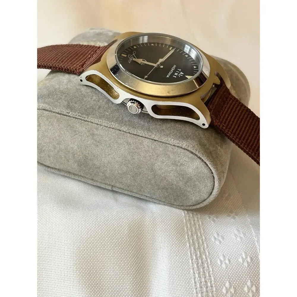 AL-Time Leger Watch 18-2 Yellow Gold Anodized Aluminum 40mm Quartz Aviation